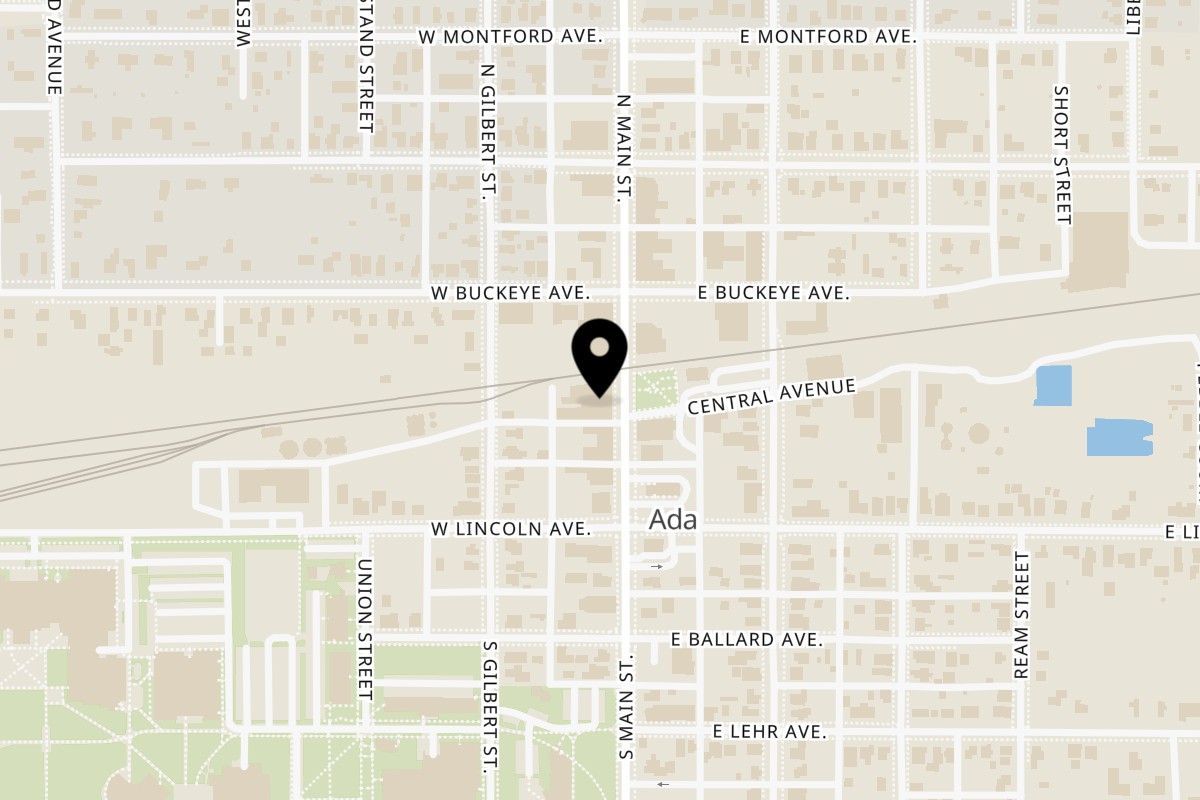 Map showing the location of Jalapenos Mexican Grill Ada on 109 S Main St in Ada